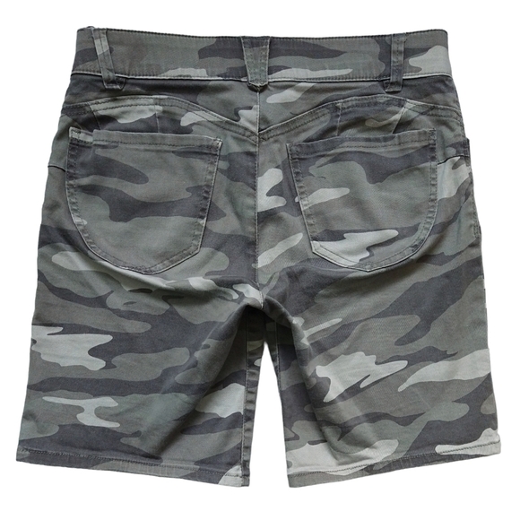 Democracy Absolution Camo Gray Olive Green Mid Rise Shorts Tummy Control Stretch - Picture 3 of 10